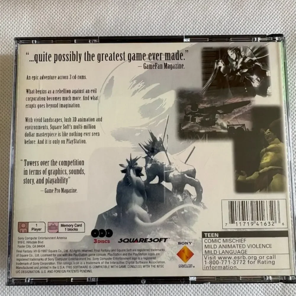 Final Fantasy VII (Sony Playstation PS1, 1997) CIB Tested Works EXC